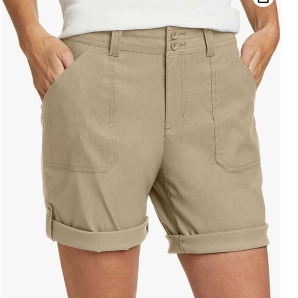 Eddie Bauer Women's Stretch UPF 50 Rolled Hem Adjustable Length Bermuda Shorts - Picture 1 of 9